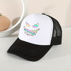Devil Face Stitching Mesh Cap Sun Protection Breathable Cap