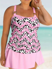 Chevron & Leopard Print Tankini Set