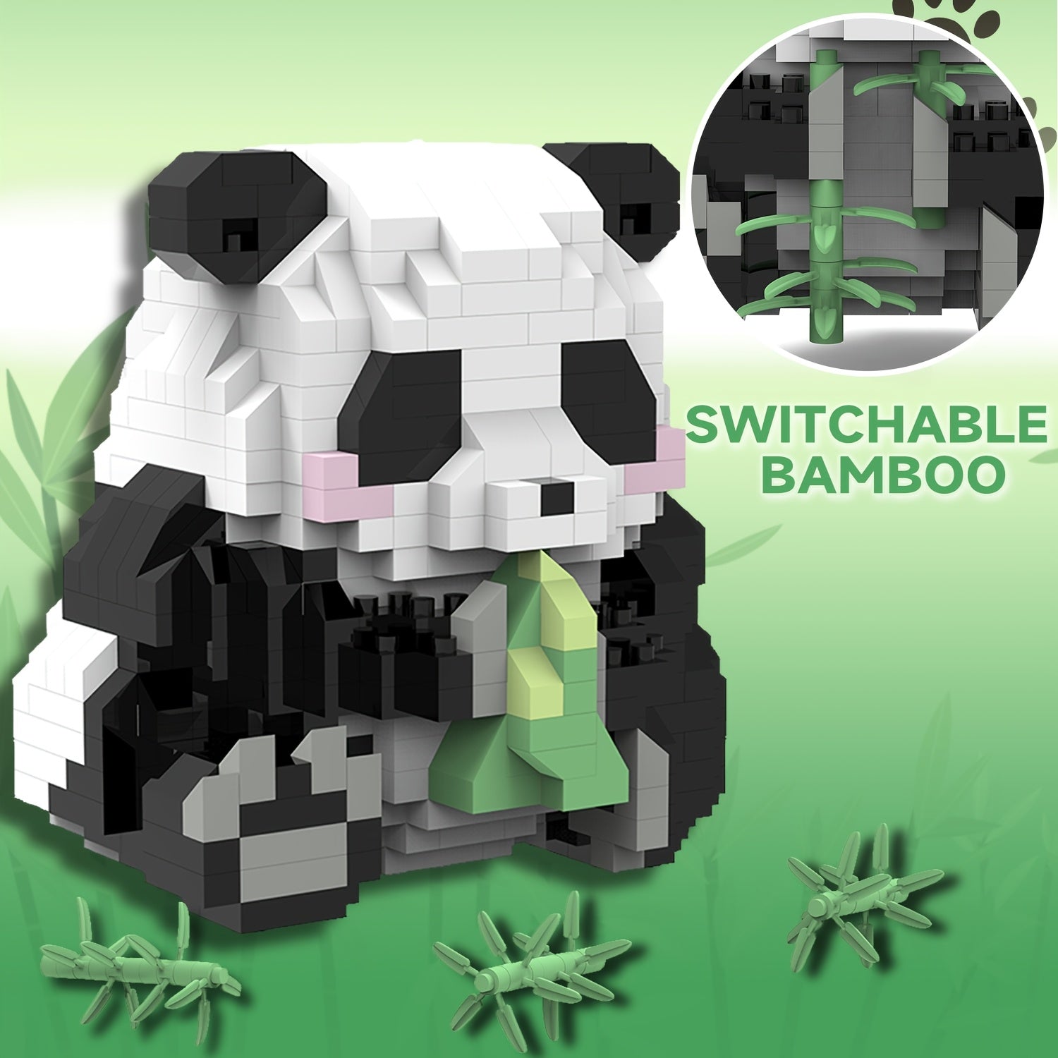 606pcs Panda Micro Particle Building Block DIY Toy
