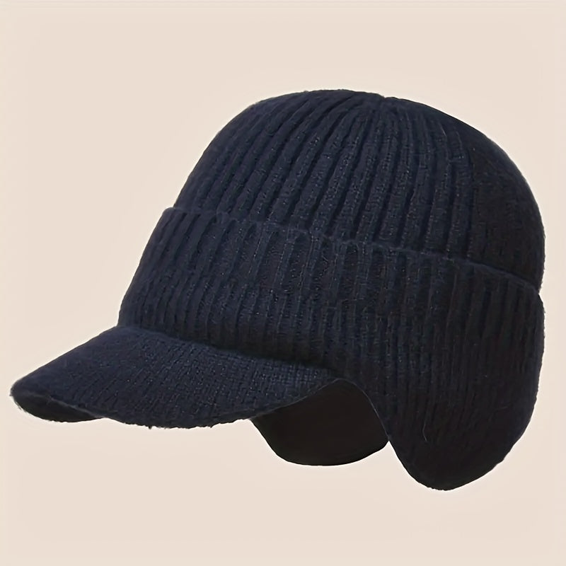 Warm Woolen Hat Fleece Knitted Hat Plus Velvet Thickened Ear Protection