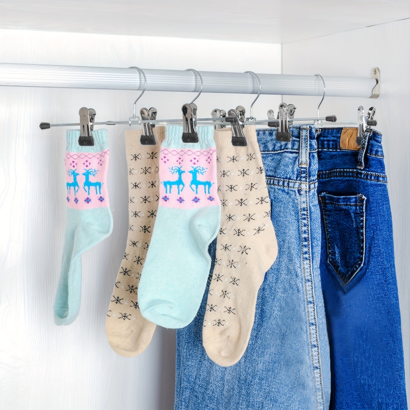20/30pc Non-slip Pants Hanger Storage Rack with Adjustable Clip