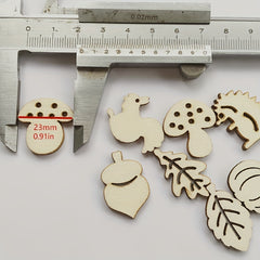 20pcs Wooden Animal Shapes for Crafts Painting Decorating