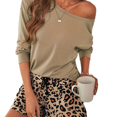 Leopard Print Drawstring Shorts High Waist Summer Women's Clothing