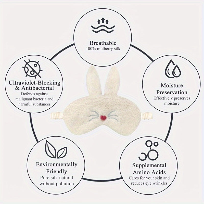 Cute Rabbit Ears Plush Eye Mask for Travel Rest
