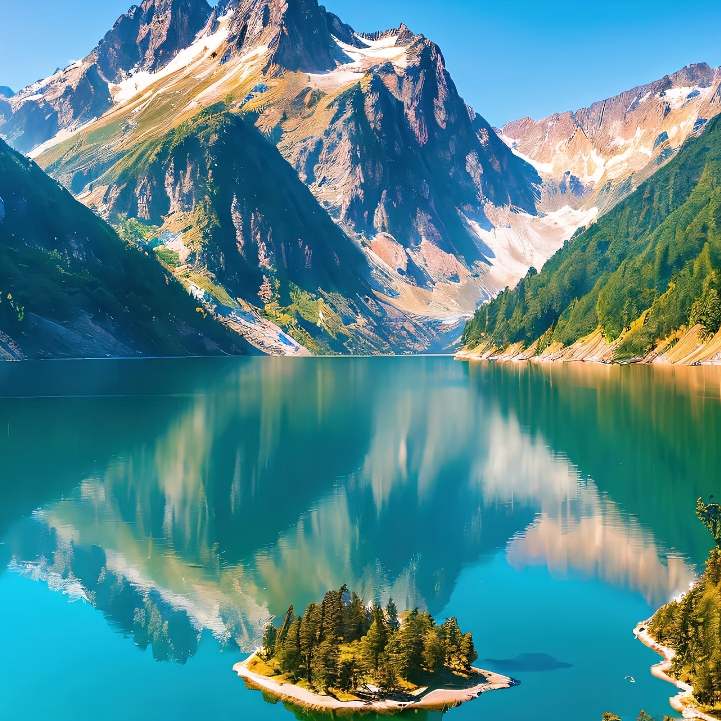 Mountain And Lake Island Curtain Tapestries Peach Skin Blankets