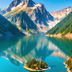 Mountain And Lake Island Curtain Tapestries Peach Skin Blankets