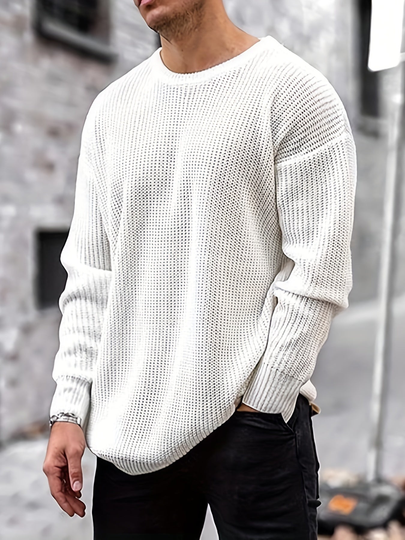 Men's Casual Round Neck Pullover Sweater For Fall Winter