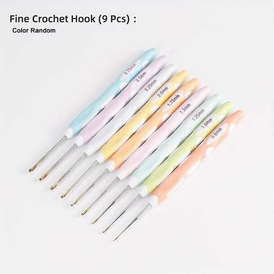 9pcs Crochet Hook Hand Knitted Needles Colorful Grip DIY Process Knitting