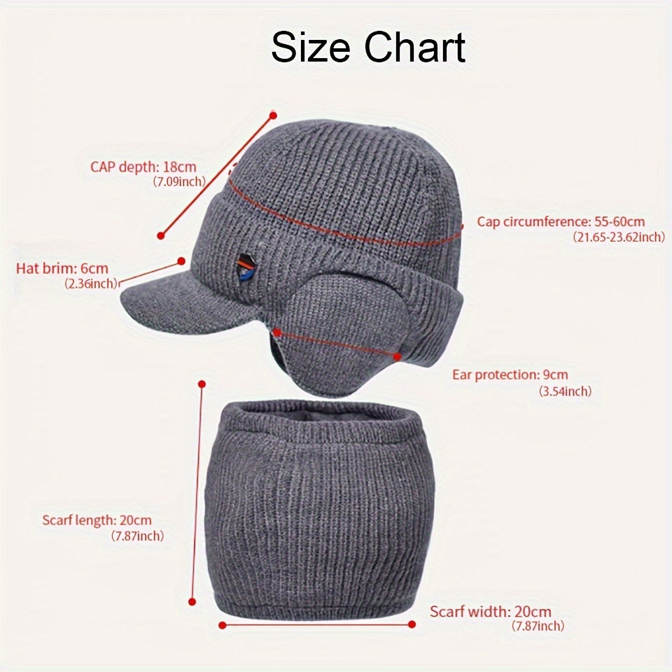 Warm Ear Protection Hat & Neck Gaiter Set Fleece Beanie Two piece Set