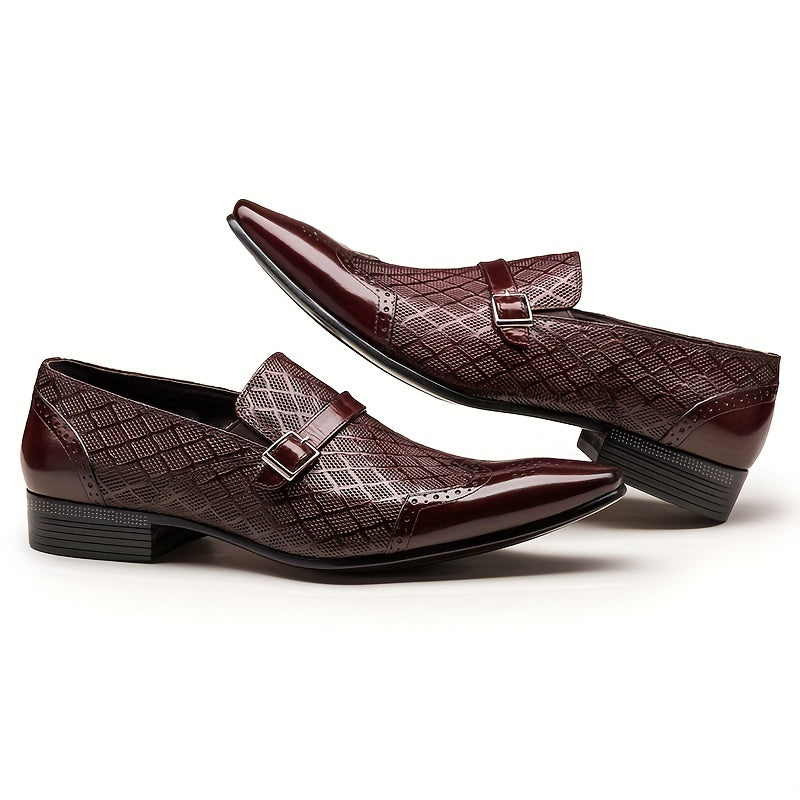 Men's Brogue Slip On Pointed Toe Formal Shoes Business Wear resistant Non Slip