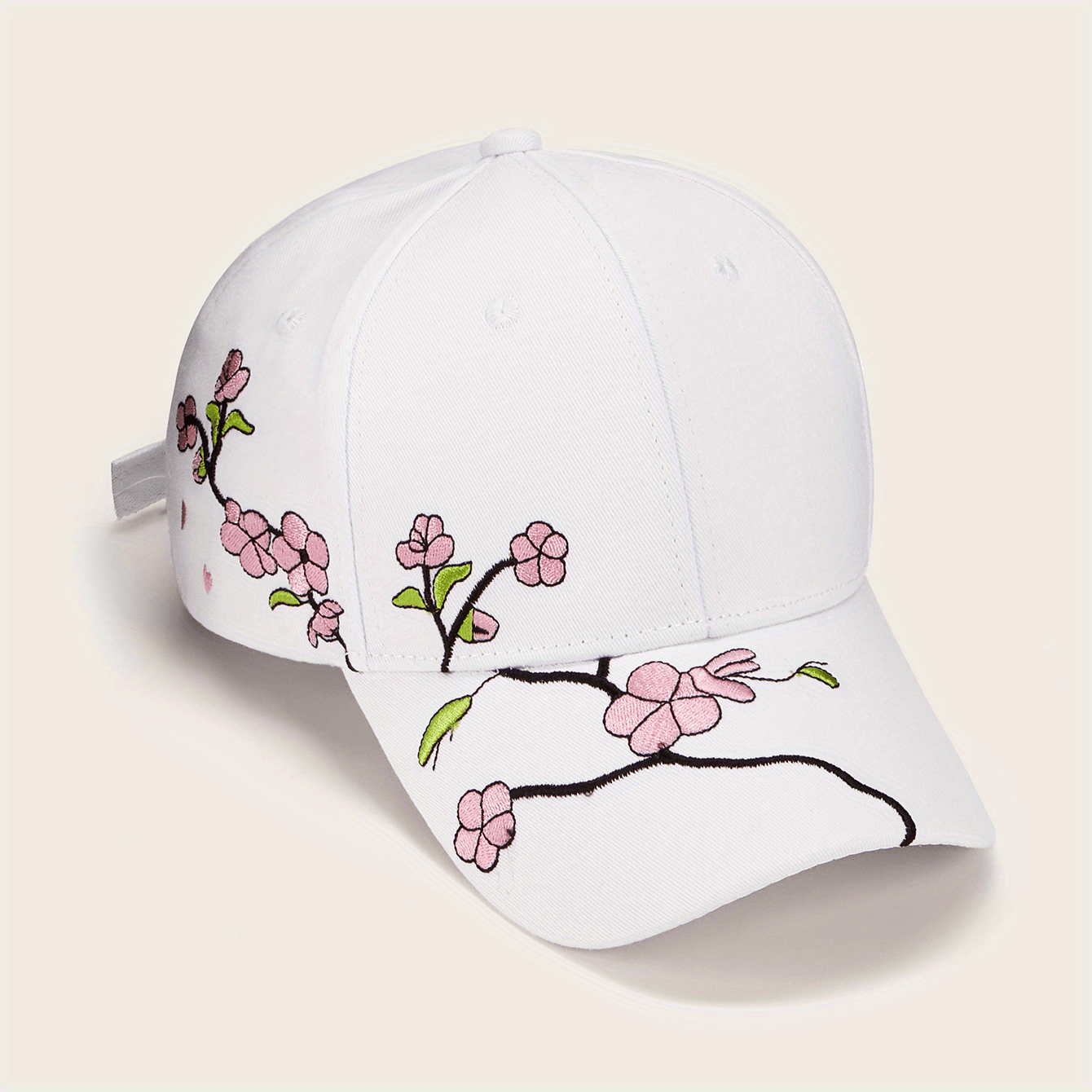 Peach Blossom Embroidery Baseball Cap Breathable Sports Hat