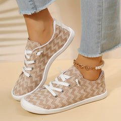Women's Flat Canvas Shoes Casual Lightweight Lace Up Sneakers