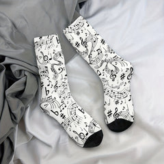 Music Notes Vintage Socks Street Novelty Crew Socks Hip Hop Socks