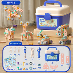 DIY Screw Bolt Puzzle Building Blocks Assembly Toolbox