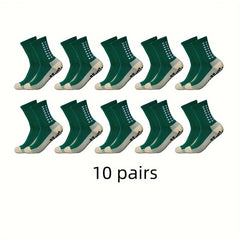 10 Pairs Men's Mid Crew Sport Socks Nylon Blend Breathable Sweat-Absorbing