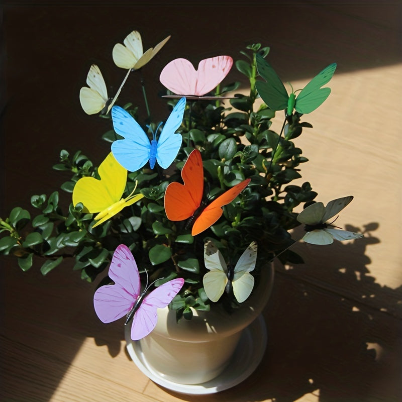 10pcs Butterfly Garden Stake Plastic Yard Sign - Garden Decor