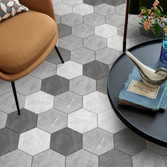 11pcs Cement Gray Hexagonal Floor Stickers Waterproof Non-slip Tile Stickers