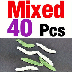 40pcs Mixed Green Earth Worm Soft Lure Fishing Bait