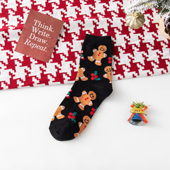 4 Pairs Women's Christmas Pattern Mid Tube Socks