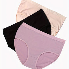 3 Pack Plus Size Basic Underwear Set Women's Plus Solid Panty
