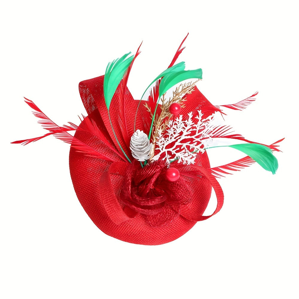 Vintage Christmas Feathered Headband for Women Duck Feather Hat