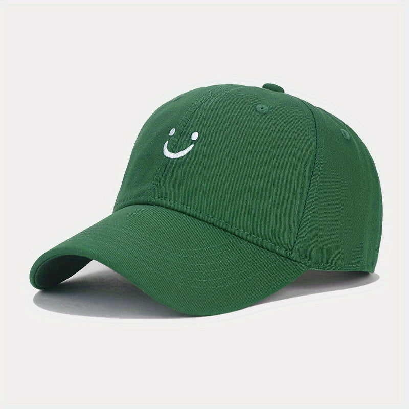 Unisex Sunshade Baseball Cap with Smile Embroidery