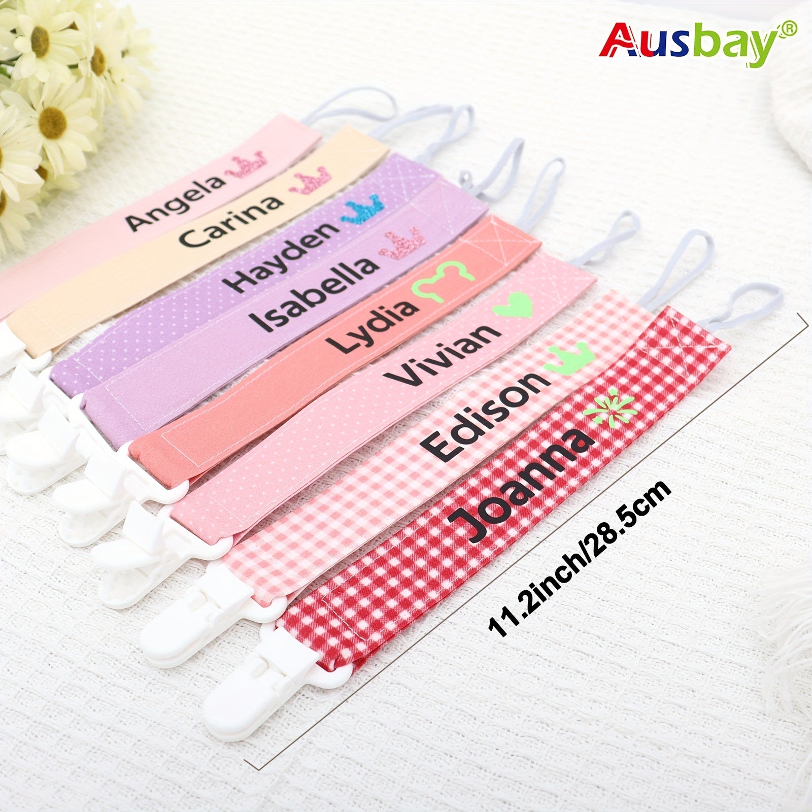 Customized Cotton Pacifier Clip with Baby Name
