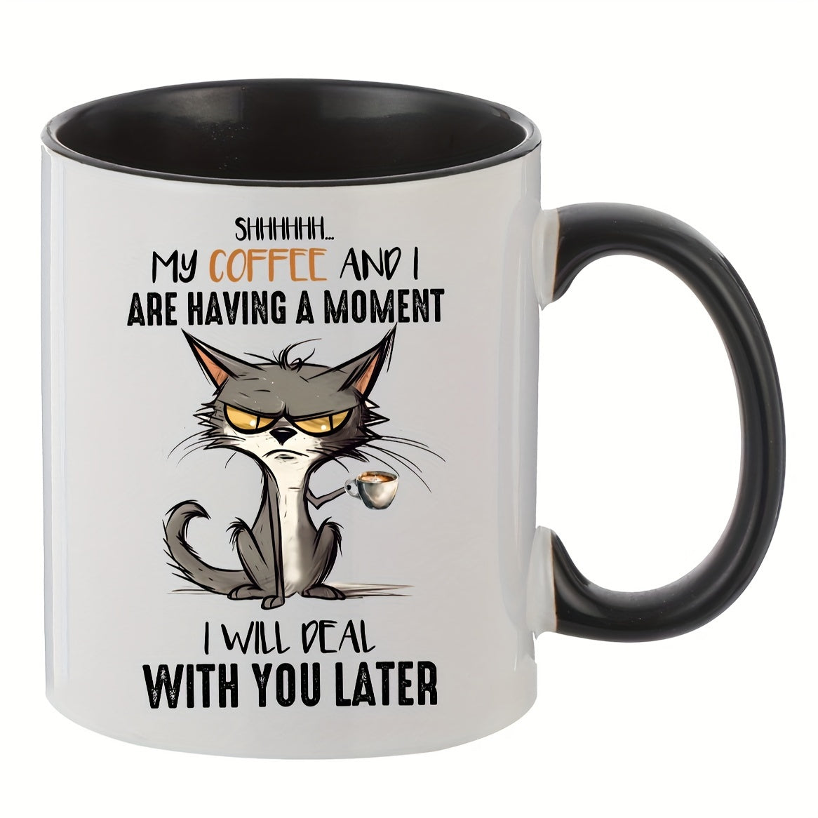 11oz Cat Drinking Coffee Ceramic Mug Great Gift For Mom Friends