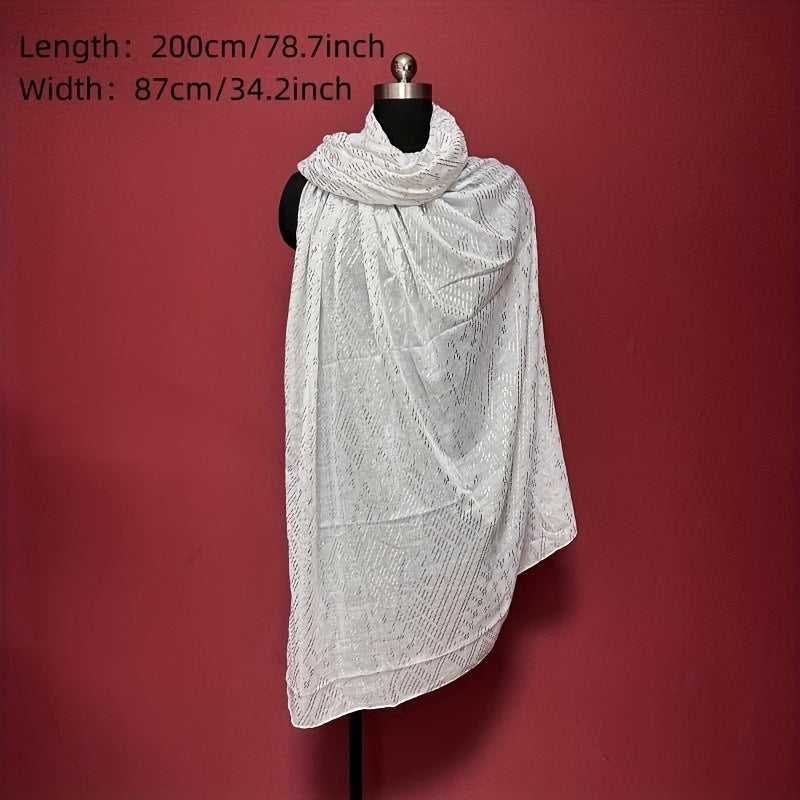 Beige Hot Stamping Scarf Vintage Cotton Large Shawl Women Hijab