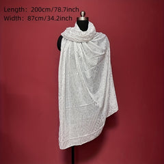 Beige Hot Stamping Scarf Vintage Cotton Large Shawl Women Hijab