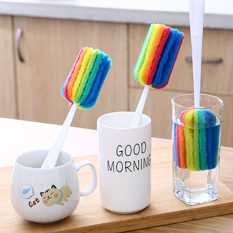 2pcs Cup Cleaning Sponge Brush Rainbow Sponge Brush