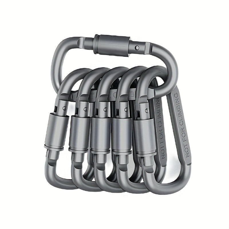 6pcs Aluminum D Ring Locking Carabiner Keychain Buckle Outdoor Camping Hiking