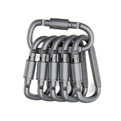 6pcs Aluminum D Ring Locking Carabiner Keychain Buckle Outdoor Camping Hiking