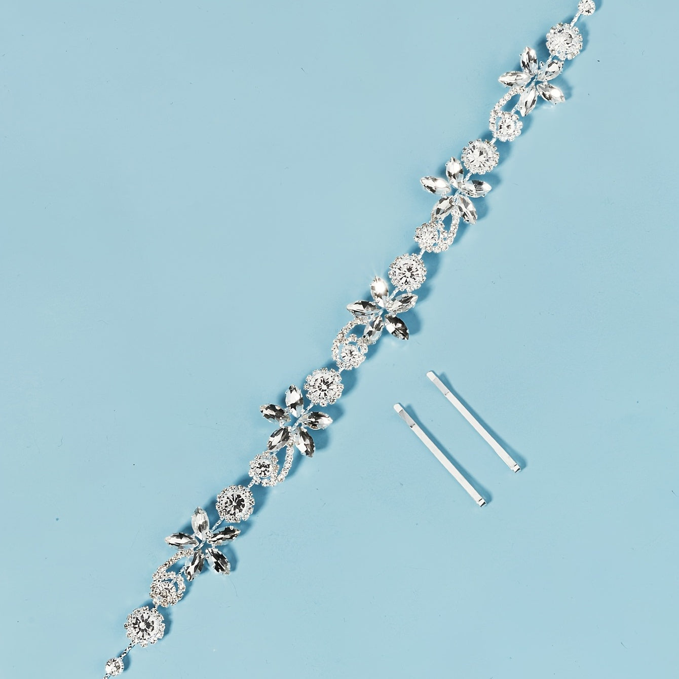 Crystal Silk Wedding Headband Rhinestone Bridal Hairpiece Silver