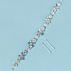 Crystal Silk Wedding Headband Rhinestone Bridal Hairpiece Silver