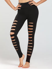 High Waist Ripped Yoga Leggings for Women Stretchy and Breathable