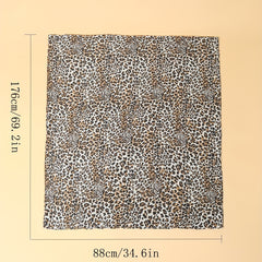 Leopard Print Wrinkle Scarf Long Shawl Windproof Head Wrap