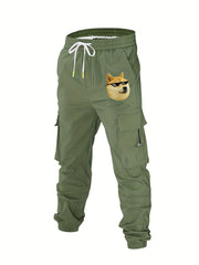 Dog Pocket Cotton Cargo Pants Men's Casual Drawstring Cargo Joggers