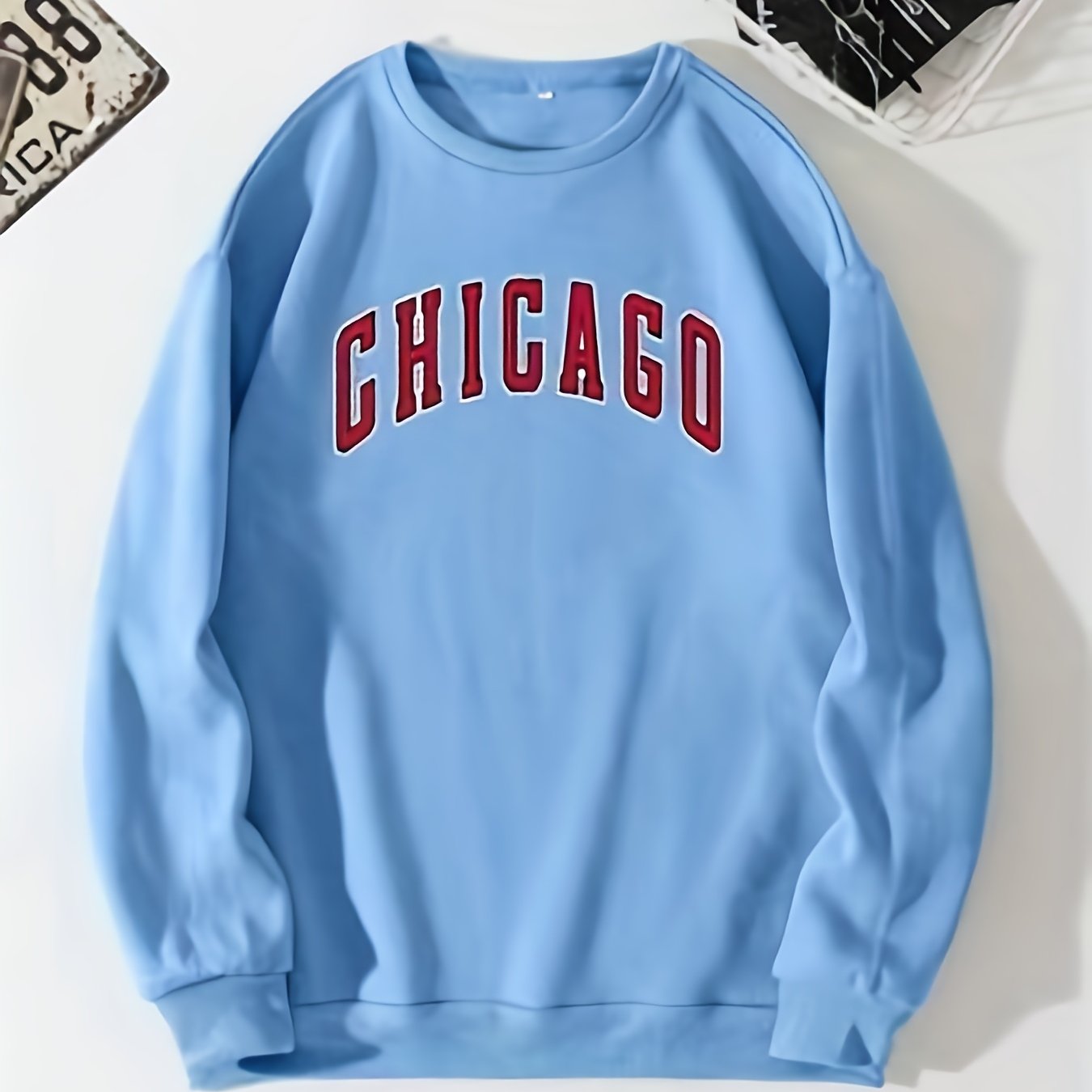 Letter Print Crew Neck Sweatshirt for Women