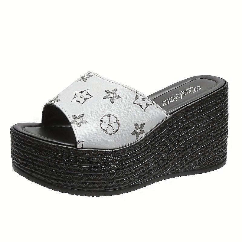 Women's Wedge Slide Sandals Open Toe Slip On Shoes Platform Shoes