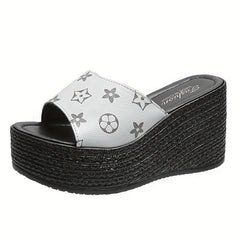 Women's Wedge Slide Sandals Open Toe Slip On Shoes Platform Shoes