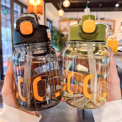 680ml Transparent Straw Water Cup Large Capacity Portable Plastic Bottle