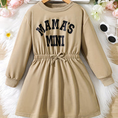 Girls' Letter Print Long Sleeve Casual Dress For Party Vacation