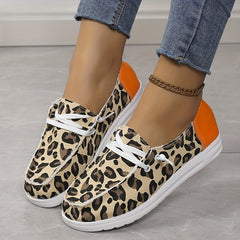 Leopard Pattern Loafers Lace Up Slip On Shoes