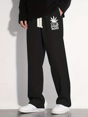 Leaf Pattern Loose Fit Mopping Pants Men's Casual Joggers