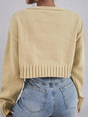Solid Two-piece Set Open Front Cardigan & Knitted Crop Top