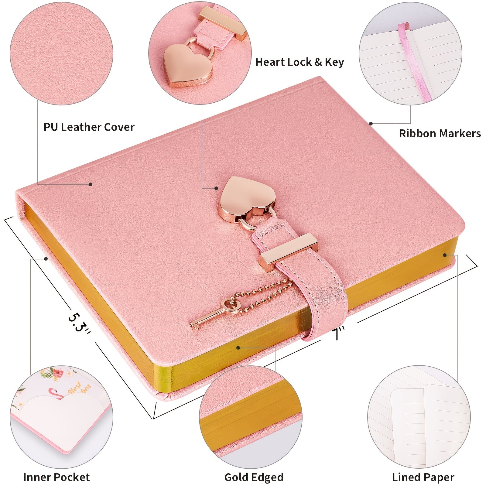 Heart Lock Journal & Pink Drill Pen Set