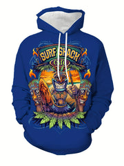 Monster Print Hoodie Graphic Hooded Pullover Mens Clothing Autumn Winter