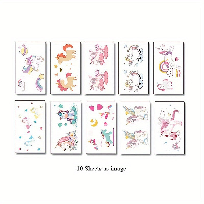 Cartoon Rainbow Unicorn Waterproof Tattoo Stickers