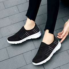 Women's Cross Strap Mesh Flat Shoes Slip On Sports Shoes Lightweight